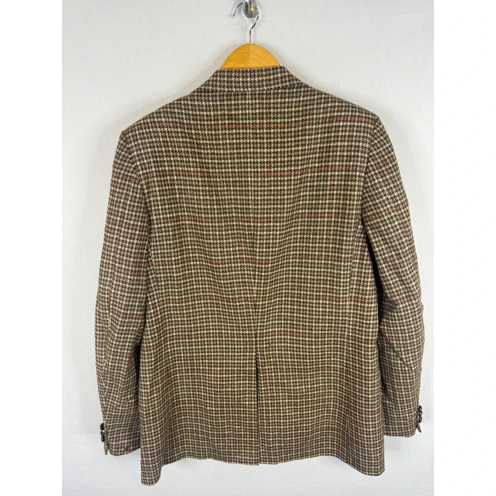 Vintage Freedman Crombie Highland Tweed Wool Blazer Brown Houndstooth Men 44L